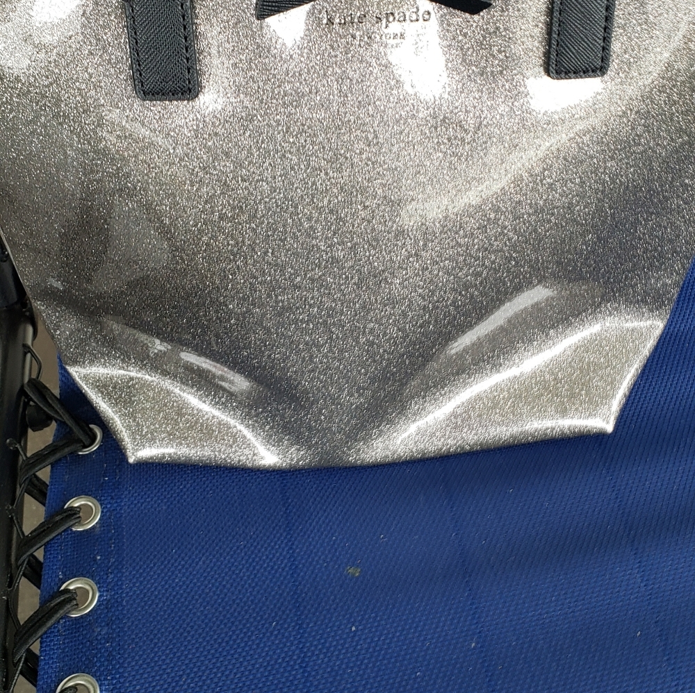 Kate Spade silver vynal glitter handbag
